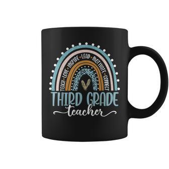 Third Grade Teacher Leopard Boho Rainbow Teachers Day Coffee Mug - Thegiftio UK
