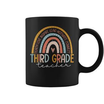 Third Grade Teacher Teach Love Inspire Boho Rainbow Coffee Mug - Thegiftio UK