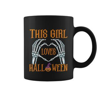 This Girl Loves Halloween Pumpkin Witch Hat Halloween Quote Coffee Mug - Monsterry CA
