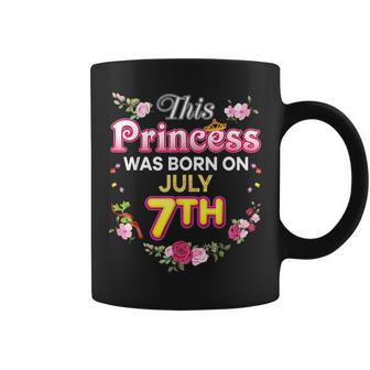 This Princess Was Born On July 7 7Th Happy Birthday Flower Coffee Mug - Seseable