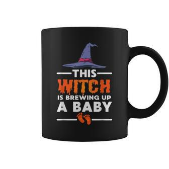This Witch Is Brewing Up A Baby Halloween Pregnancy Reveal Coffee Mug - Seseable