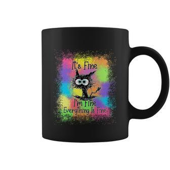 Tie Dye Black Cat Funny Its Fine Im Fine Everything Is Fine Coffee Mug - Thegiftio UK