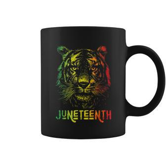 Tiger Juneteenth Cool Black History African America Flag Tee Graphic Design Printed Casual Daily Basic Coffee Mug - Thegiftio UK