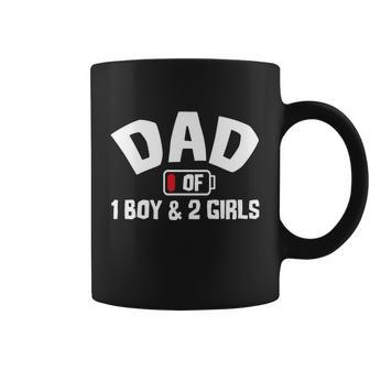 Tired Dad Of 1 Boy And 2 Girls Father One Son Two Daughters Graphic Design Printed Casual Daily Basic Coffee Mug - Thegiftio UK