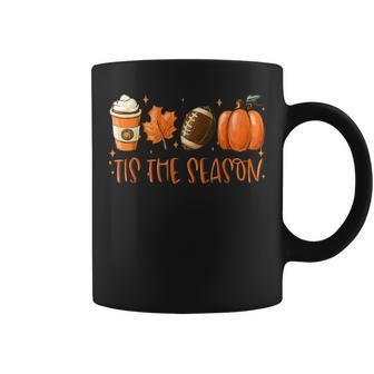 Tis The Season Pumpkin Leaf Latte Fall Thanksgiving Football  Coffee Mug