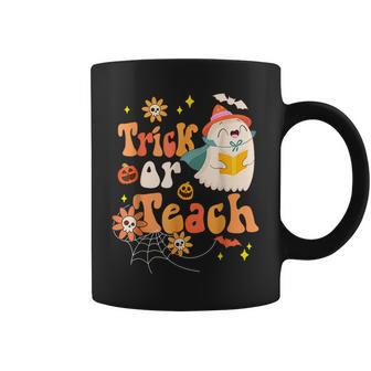 Trick Or Teach Retro Groovy Funny Ghost Teacher Halloween Coffee Mug - Thegiftio UK