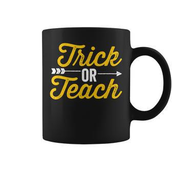 Trick Or Teach Teacher Halloween Vintage Arrow Design Dark Coffee Mug - Seseable