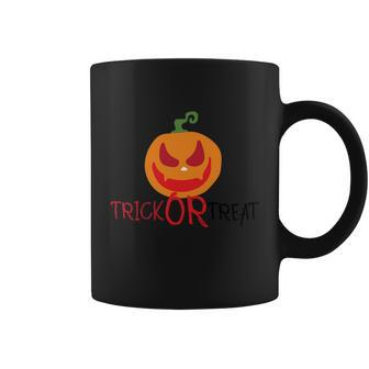 Trick Or Treat Pumpkin Halloween Quote Coffee Mug - Monsterry