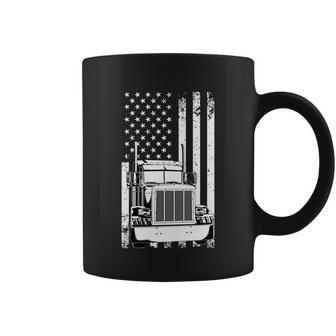 Truck Driver American Flag Trucker Vintage Gift V2 Coffee Mug - Monsterry