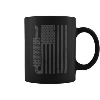 Trucker Truck Driver American Flag With Exhaust Patriotic Trucker Coffee Mug - Seseable