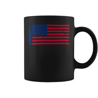 Trucker Truck Driver American Flag With Exhaust Patriotic Trucker_ V2 Coffee Mug - Seseable