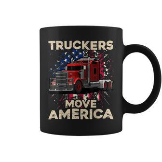 Trucker Truck Driver Trucker American Flag Truck Driver Coffee Mug - Seseable