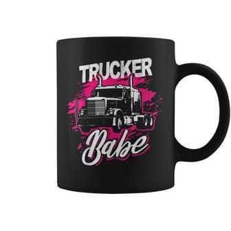 Trucker Trucker Babe Female Truck Driver Woman Trucker_ Coffee Mug - Seseable
