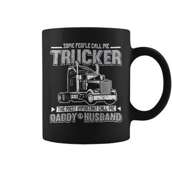 Trucker Trucker Daddy Or Trucker Husband Truck Driver Dad_ V2 Coffee Mug - Seseable