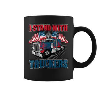 Trucker Trucker Support I Stand With Truckers Freedom Convoy V3 Coffee Mug - Seseable