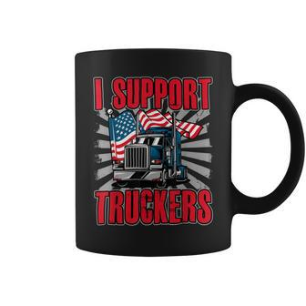 Trucker Trucker Support I Support Truckers Freedom Convoy Coffee Mug - Seseable