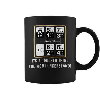 Trucker Trucker Truck Driver Gear Shift Pattern Tshirt Coffee Mug - Seseable