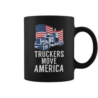 Trucker Truckers Move America Funny American Trucker Truck Driver Coffee Mug - Seseable