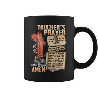 Trucker Truckers Prayer Amen Cross Truck Drive Lover Coffee Mug - Seseable