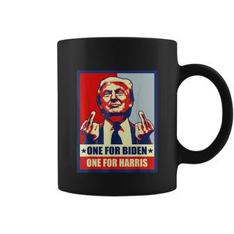 Trump Middle Finger Biden Harris Republican American Flag Coffee Mug - Monsterry AU