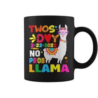 Twosday 2-22-2022 No Prob Llama Twosday 2022 Rainbow Teacher Coffee Mug - Seseable