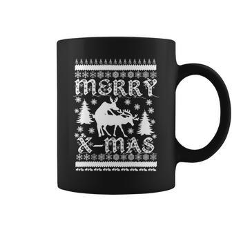 Ugly Christmas X-Mas Frisky Reindeer Humping Tshirt Coffee Mug - Monsterry UK