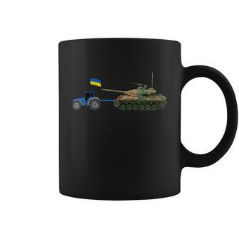 Ukrainian Tractor Pulling Tank With Ukraine Flag Tshirt Coffee Mug - Monsterry
