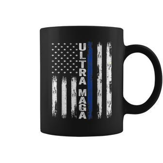 Ultra Mage Usa Flag Blue Line Ultra Mega Proud On Back Coffee Mug - Thegiftio UK