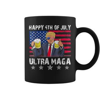Ultra Mega Pro Trump Beer Drinking Happy 4Th Of July Us Flag Coffee Mug - Thegiftio UK