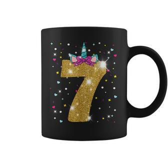 Unicorn 7Th Birthday Girl Seven 7 Years Old V2 Coffee Mug - Thegiftio UK