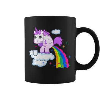 Unicorn Pooping A Rainbow Tshirt Coffee Mug - Monsterry