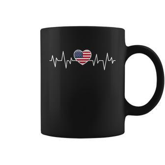 United States Heartbeat American Flag American Pride Gift Coffee Mug - Monsterry
