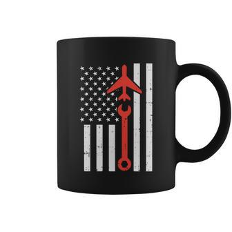 Us Flag Airplane Wrench Patriotic Aviation Mechanic Gift Coffee Mug - Thegiftio UK