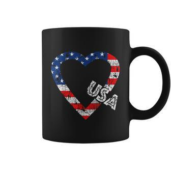 Usa Flag Patriotic American Hearts Armed Forces 4Th Of July Coffee Mug - Monsterry AU