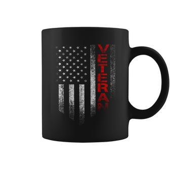 Usa Flag Veteran Red Line Graphic Design Printed Casual Daily Basic Coffee Mug - Thegiftio UK