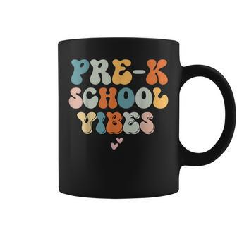 Vibes Pre-K Teacher Back To School Vintage Groovy Funny Coffee Mug - Thegiftio UK