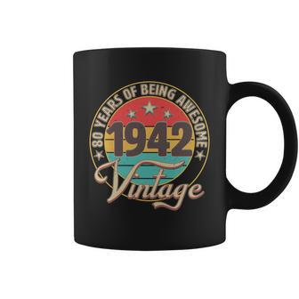 Vintage 1942 Birthday 80 Years Of Being Awesome Emblem Coffee Mug - Monsterry CA