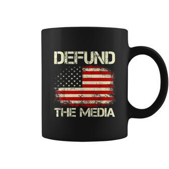 Vintage American Flag Defund The Media Coffee Mug - Monsterry