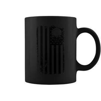Vintage American Flag Military Skull Tshirt Coffee Mug - Monsterry DE