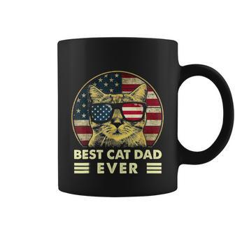 Vintage Best Cat Dad Ever American Flag Us Funny Fathers Day Coffee Mug - Monsterry UK