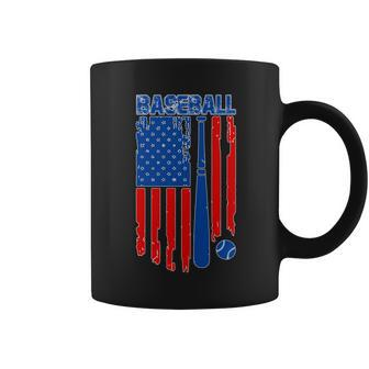 Vintage Cool Baseball American Flag Coffee Mug - Monsterry