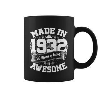 Vintage Crown Made In 1932 90 Years Of Being Awesome 90Th Birthday Coffee Mug - Monsterry