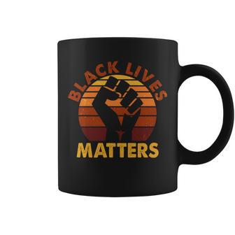 Vintage Distressed Black Lives Matter Fist Coffee Mug - Monsterry