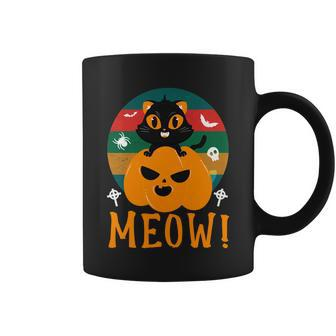 Vintage Halloween Black Cat Meow Coffee Mug - Thegiftio UK