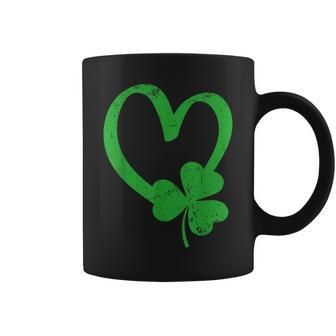 Vintage Happy St Patricks Day Irish Lucky Shamrock Heart Coffee Mug - Thegiftio