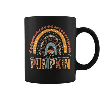 Vintage Hello Pumpkin Leopard Rainbow Autumn Season Fall  Coffee Mug