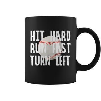 Vintage Hit Hard Run Fast Turn Left Baseball Funny Sport Gift Coffee Mug - Monsterry UK
