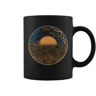Vintage Japanese Sun Waves Emblem Graphic Design Printed Casual Daily Basic Coffee Mug - Thegiftio