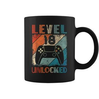 Vintage Level 18 Unlocked Video Gamer 18Th Birthday Coffee Mug - Seseable