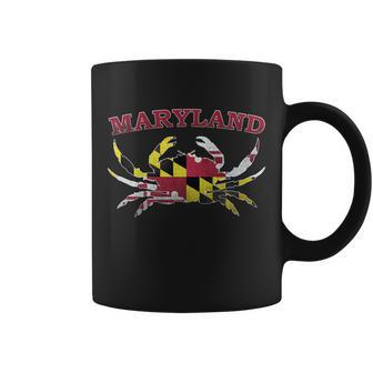 Vintage Maryland State Blue Crab Pride Flag Coffee Mug - Monsterry CA